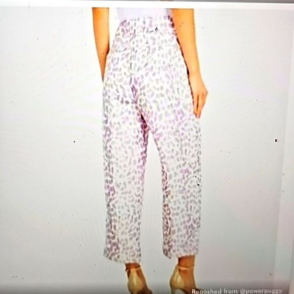 NWT J. Crew Pleated Linen Blend Pants in Lilac Giraffe Print size 8 - Picture 2 of 14